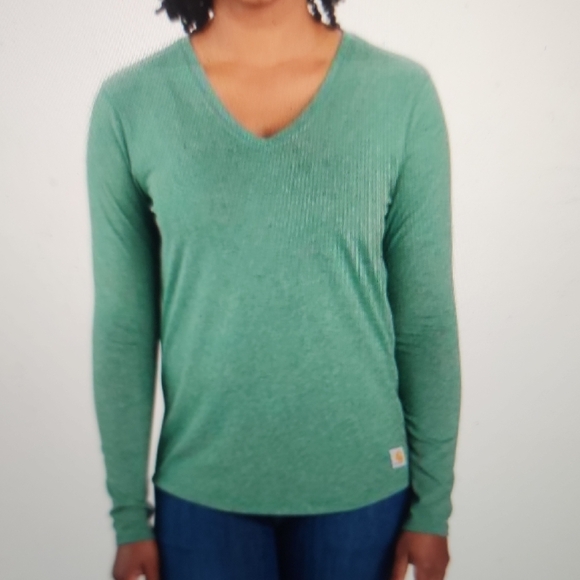 Carhartt Relaxed Fit Midweight V-Neck Shirt Size S - Picture 1 of 5
